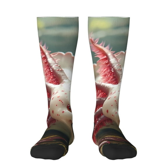 Honeii Colorful Axolotl Underwater Print Long Socks,Novelty Design Socks Gift for Men and Women,Crew Socks,Calf Socks