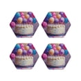 thumbnail image 1 of Honeii Colorful Balloon Cake Celebration Print Leather Coaster Set of 4, Ideal for Safeguarding Your Furniture from Drinks Spills and Effortless Cleanup-Hexagon, 1 of 6