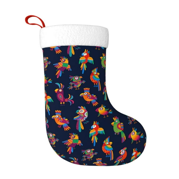 Honeii Colorful Birds for Christmas Stocking,Large Xmas Stocking,Holiday and Family Stocking for Fireplace Christmas Holiday Party Decoration