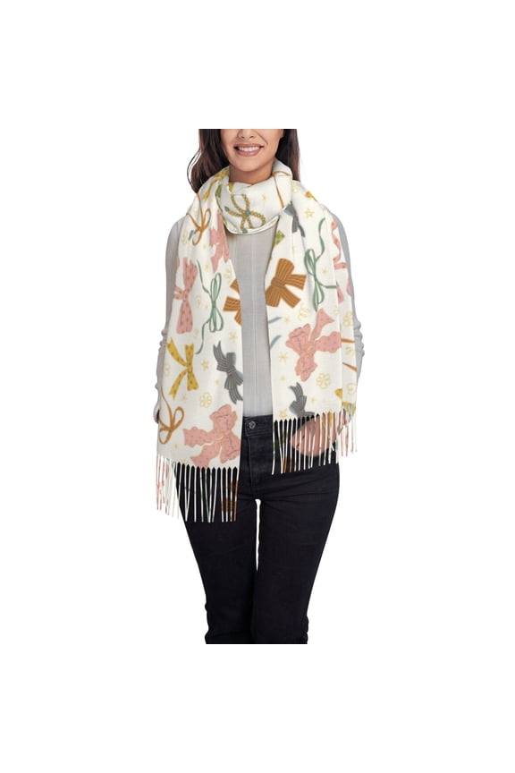 Colorful Bow Knots1 Print Scarf Oversized Scarf Tassel Fall Winter Thick Scarf Warm Shawl Women,Women's Scarves & Wraps