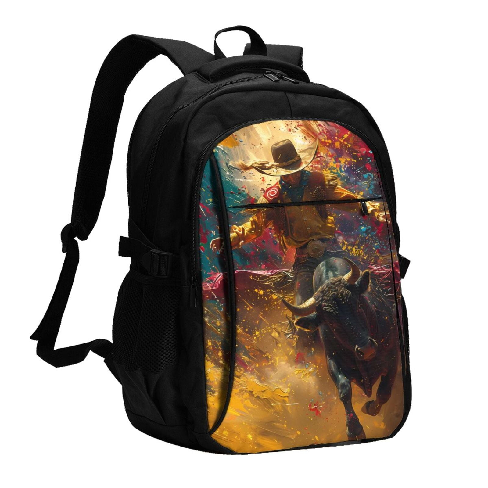 Honeii Colorful Bull Western Man for Travel Laptop Backpack, Business ...