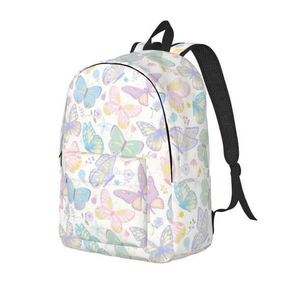 Honeii Colorful Butterfly Print Canvas Backpack for School & Outdoor,Laptop Excursion Backpack,Notebook School Bookbag For Men Women,for Work, Travel, and Everyday Use-Small