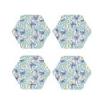 thumbnail image 1 of Honeii Colorful Butterfly print Leather Coaster Set of 4, ideal for safeguarding your furniture from drinks spills and effortless cleanup-Hexagon, 1 of 6