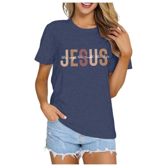 Women's Casual Letter Print Crew Neck T Shirt Stylish Summer Fashion Everyday Top Comfortable Soft Breathable Tee