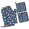thumbnail image 1 of Honeii Colorful Cartoon Shark Pattern Oven Mitts and Pot Holders, Silicone Oven Gloves,500 F Heat Resistant Oven Mitts Sets, 4PCS, 1 of 6