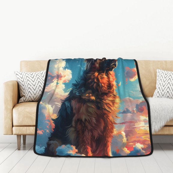 Honeii Colorful Cloud Shepherd Dog for Throw Blanket for Couch - Thick Blanket, Soft Fuzzy Plush Throw Blanket for All Seasons, Double Sided Blanket,50x60 In