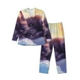 thumbnail image 1 of Honeii Colorful Cloud Sleeping Cat Pattern Mens Pajamas Set,2pcs Men's Lounge Long Sleeve Sleep Shirt and Pajama Bottoms Sleepwear Set,Mens Pjs Sets-Large, 1 of 7