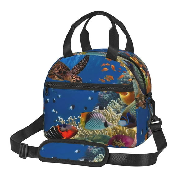 Honeii Colorful Coral Reef for Insulated Lunch Box, Lunch Bag Lunch Cag for Both Genders with An Adjustable Shoulder Strap