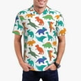thumbnail image 1 of Honeii Colorful Dinosaur print Polo Shirt, a classic short-sleeved, button-down golf shirt designed for menXX-Large, 1 of 6