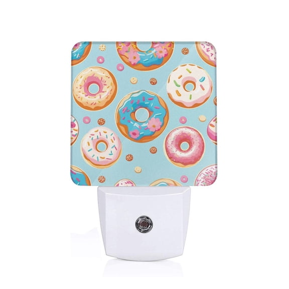 Honeii Colorful Donut Print LED Night Light with Light Sensor, Night Lights Plug Into Wall,Ideal for Bedrooms and Hallways-US