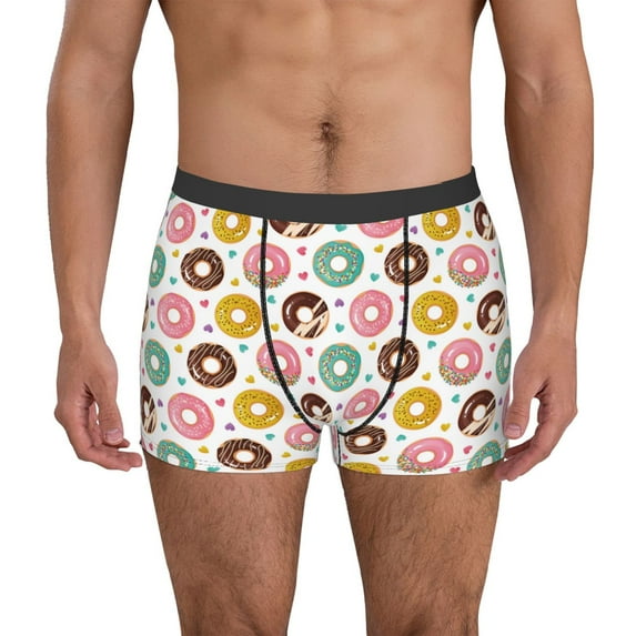 Honeii Colorful Donuts Men's Underwear Boxer Briefs Pack, ComfortSoft Boxer Brief for Men, Moisture-Wicking Breathable-Small
