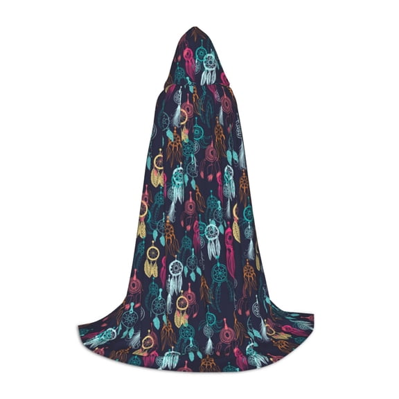 Honeii Colorful Dreamcatcher1 Print Poncho Cape, Cloak Coat, Snuggly Hooded Wearable Blanket, Hooded Cape For Teenagers,Halloween Costumes-Medium
