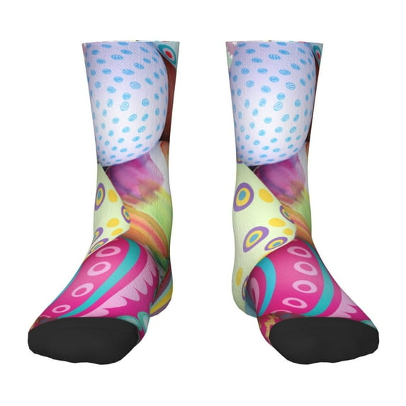 Honeii Colorful Easter Eggs Print Children's Colorful Socks,Unisex Kids and Toddlers' Cushioned Sock,Kids Athletic Crew Socks,for Everyday Wear and Sports