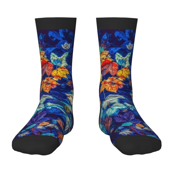 Honeii Colorful Fall Leaves Print Children's Colorful Socks,Unisex Kids and Toddlers' Cushioned Sock,Kids Athletic Crew Socks,for Everyday Wear and Sports