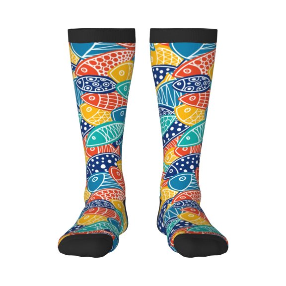 Honeii Colorful Fish 1 Print Long Socks,Novelty Design Socks Gift for Men and Women,Crew Socks,Calf Socks