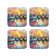 thumbnail image 1 of Honeii Colorful Fishing Boats Print Leather Coaster Set of 4, Ideal for Safeguarding Your Furniture from Drinks Spills and Effortless Cleanup-Square, 1 of 6