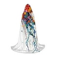 thumbnail image 1 of Honeii Colorful Floral Jellyfish Print Poncho Cape, Cloak Coat, Snuggly Hooded Wearable Blanket, Hooded Cape For Teenagers,Halloween Costumes-Large, 1 of 7
