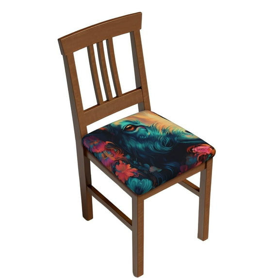 Honeii Colorful Flower Goat Print Square Cushion Cover with Elastic Band & Ties,Sofa Cushion Covers,Furniture Protector for Living Room,Washable Sofa Seat Slipcover-Four Pieces