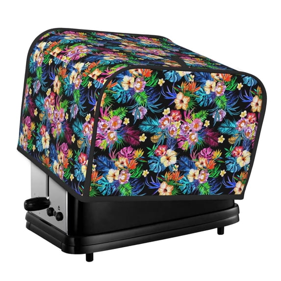 Honeii Colorful Flowers Print 4 slice Toaster Cover, Two Slice Toaster Dust-proof Cover For Kitchen Small Appliance and Fingerprint Protection