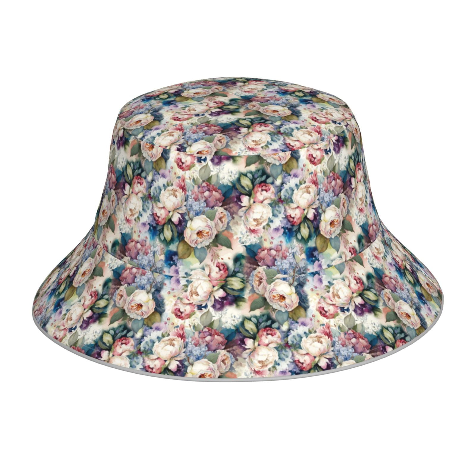 Honeii Colorful Flowers for Unisex Bucket Hat Waterproof Rain Hat ...