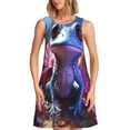 thumbnail image 1 of Honeii Colorful Frog Among Flowers Print Women's Sleeveless Dress, Loose Fit Casual Dress for Women, Summer Fashion Dress, 1 of 7