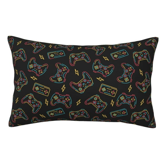 Honeii Colorful Game Controller Print Pillow Cases,Plush Throw Pillow Covers,Decorative Pillowcase for Sofa, Couch, Living Room-16"x24"