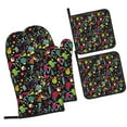thumbnail image 1 of Honeii Colorful Geometric Figures Pattern Oven Mitts and Pot Holders, Silicone Oven Gloves,500 F Heat Resistant Oven Mitts Sets, 4PCS, 1 of 6