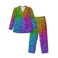 thumbnail image 1 of Honeii Colorful Glitter Pattern Mens Pajamas Set,2pcs Men's Lounge Long Sleeve Sleep Shirt and Pajama Bottoms Sleepwear Set,Mens Pjs Sets-Large, 1 of 7