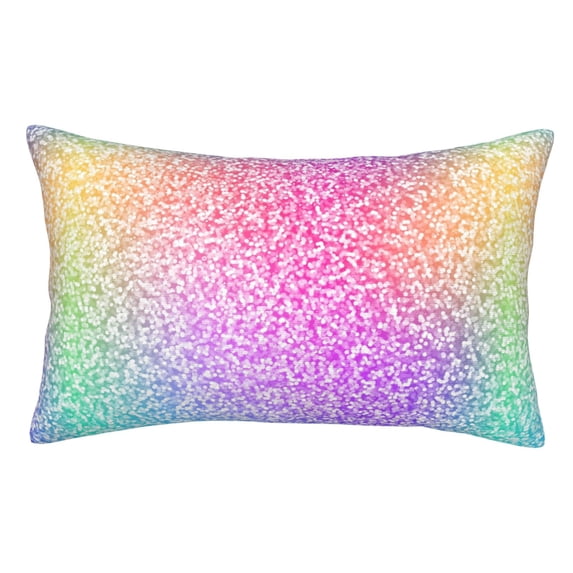 Honeii Colorful Glitters Print Pillow Cases,Plush Throw Pillow Covers,Decorative Pillowcase for Sofa, Couch, Living Room-14"x20"