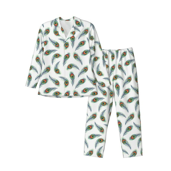Honeii Colorful Grass Pattern Mens Pajamas Set,2pcs Men's Lounge Long Sleeve Sleep Shirt and Pajama Bottoms Sleepwear Set,Mens Pjs Sets-Large