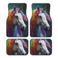 thumbnail image 1 of Honeii Colorful Haired White Horse Print Car Foot Mat Four-Piece Set - Front & Rear Universal Car Floor Mats for SUVs, Trucks, Sedans, 1 of 7