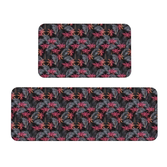 Honeii Colorful Hawaii Palms Print Kitchen Mat [2 PCS] for Floor, Waterproof Non-Slip Rugs, Kitchen Decor,Standing Mat for Floor,Office, Sink, Laundry