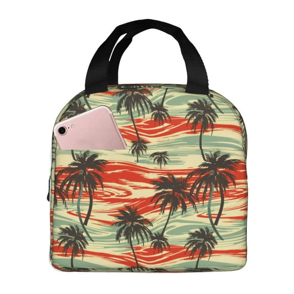 Honeii Colorful Hawaii Palms Print Lunch Bag Women, Lunch Box Lunch Bag for Women Adult Men, Small Leakproof Cute Lunch Tote Large Capacity Reusable