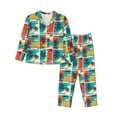 thumbnail image 1 of Honeii Colorful Hawaii Palms print Women's Pajama Sets Long Sleeve Button Down Sleepwear Nightwear Soft Pjs Lounge Sets-Large, 1 of 7