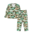 thumbnail image 1 of Honeii Colorful Hawaii Palms print Women's Pajama Sets Long Sleeve Button Down Sleepwear Nightwear Soft Pjs Lounge Sets-X-Large, 1 of 7