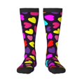 Honeii Colorful Hearts Print Long Socks,Novelty Design Socks Gift for