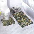 thumbnail image 1 of Honeii Colorful Hippie Pattern Bathroom Anti-Skid Pad Bathroom Mat Vintage Seamless Pattern Not-Slip Toilet Rug Set, 1 of 6