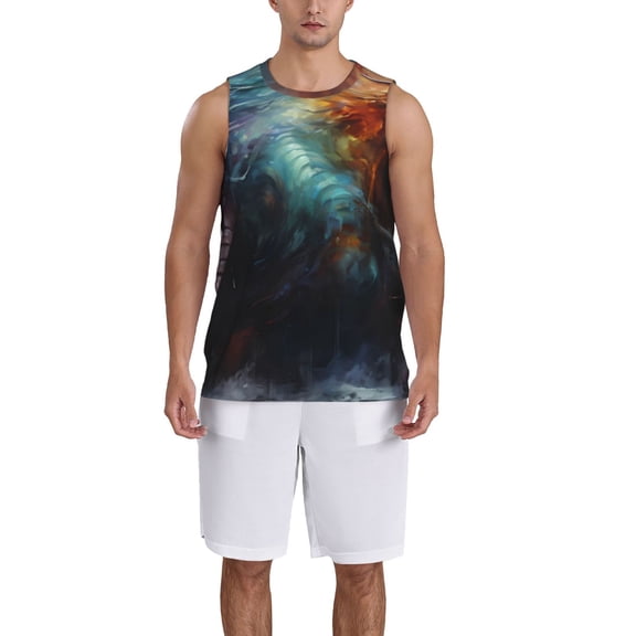 Honeii Colorful Ink Style Dragon print basktball shirt for men and women, Unisex basketball jersey for Theme party-XX-Large