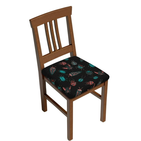Honeii Colorful Insect Print Square Cushion Cover with Elastic Band & Ties,Sofa Cushion Covers,Furniture Protector for Living Room,Washable Sofa Seat Slipcover-Two Pieces