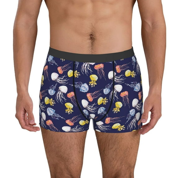 Honeii Colorful Jellyfish Men's Underwear Boxer Briefs Pack, ComfortSoft Boxer Brief for Men, Moisture-Wicking Breathable-Large