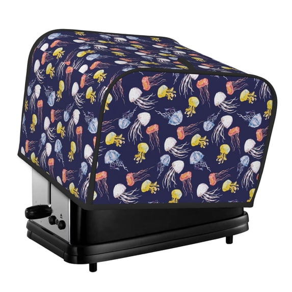 Honeii Colorful Jellyfish Print 4 slice Toaster Cover, Two Slice Toaster Dust-proof Cover For Kitchen Small Appliance and Fingerprint Protection