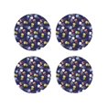 thumbnail image 1 of Honeii Colorful Jellyfish print Leather Coaster Set of 4, ideal for safeguarding your furniture from drinks spills and effortless cleanup-Round Shape, 1 of 6