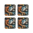 thumbnail image 1 of Honeii Colorful Koi Fish Art Print Leather Coaster Set of 4, Ideal for Safeguarding Your Furniture from Drinks Spills and Effortless Cleanup-Square, 1 of 6