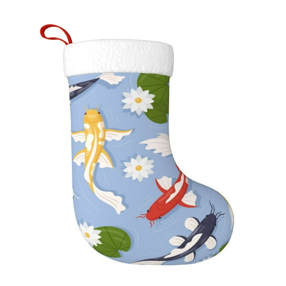 Honeii Colorful Koi Fish for Christmas Stocking,Large Xmas Stocking,Holiday and Family Stocking for Fireplace Christmas Holiday Party Decoration