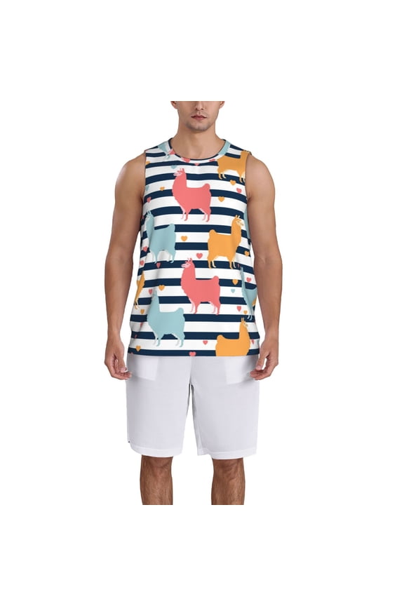 Colorful Llama print basktball shirt for men and women, Unisex basketball jersey for Theme party-Small