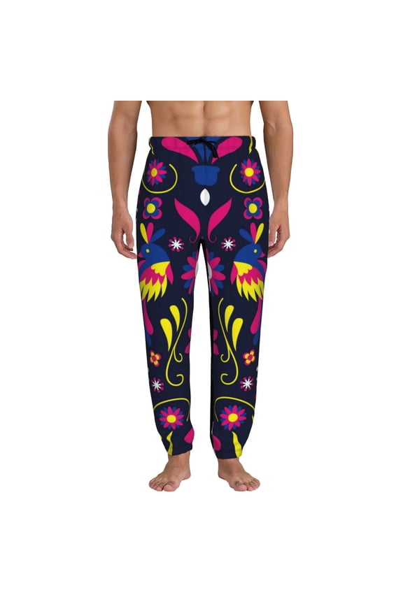 Colorful Mexican Print Mens Jogger Sweatpants, Men's Lounge Pants with Pockets-Small