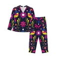 thumbnail image 1 of Honeii Colorful Mexican print Women's Pajama Sets Long Sleeve Button Down Sleepwear Nightwear Soft Pjs Lounge Sets-Large, 1 of 7