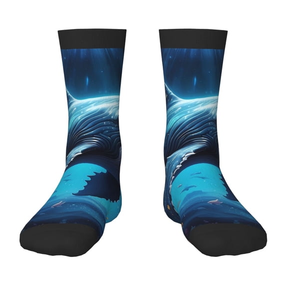 Honeii Colorful Ocean Whale Print Children's Colorful Socks,Unisex Kids and Toddlers' Cushioned Sock,Kids Athletic Crew Socks,for Everyday Wear and Sports