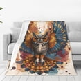 thumbnail image 1 of Honeii Colorful Owl Tattoo Art Print Fleece Blanket - Throw Blanket for Bed, Sofa, Couch, Camping, and Travel , Microplush Ultra Soft Warm Blanket-60"x50", 1 of 7