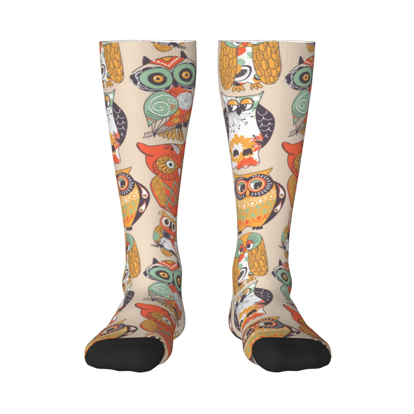 Honeii Colorful Owls Print Long Socks,Novelty Design Socks Gift for Men